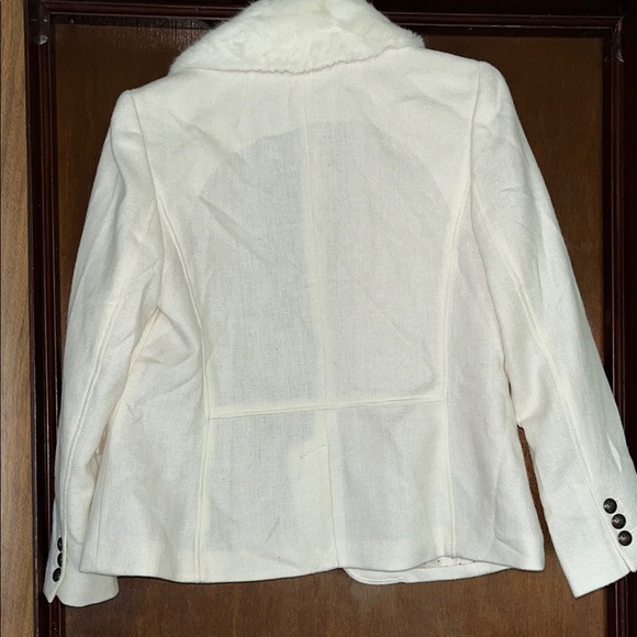 NWT Talbots Women's Ivory Blazer with Faux Fur Collar - Picture 8 of 13